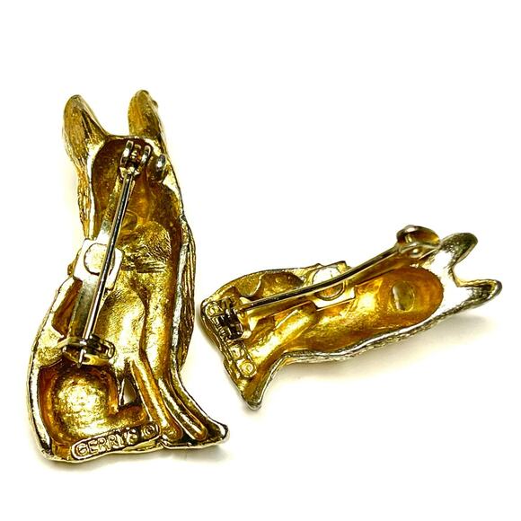 VINTAGE Brooch SIGNED Vtg German Shepherd Costume Jewelry Animal Dog Lot m09 - Picture 4 of 5